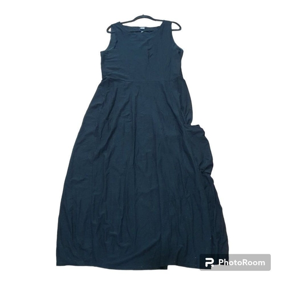 Eileen Fisher Maxi Dress Womens M Black Sleeveless Minimalist Italian Fa… - Picture 4 of 12